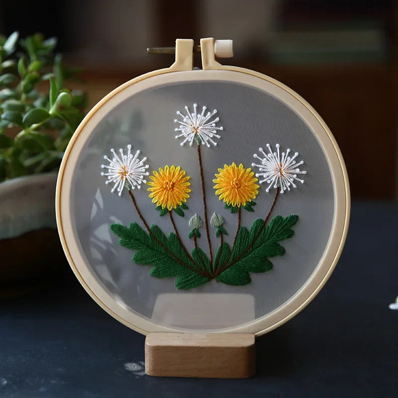 adult craft kit floral embroidery 