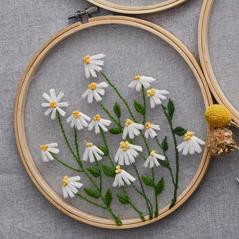 flower embroidery adult craft kit
